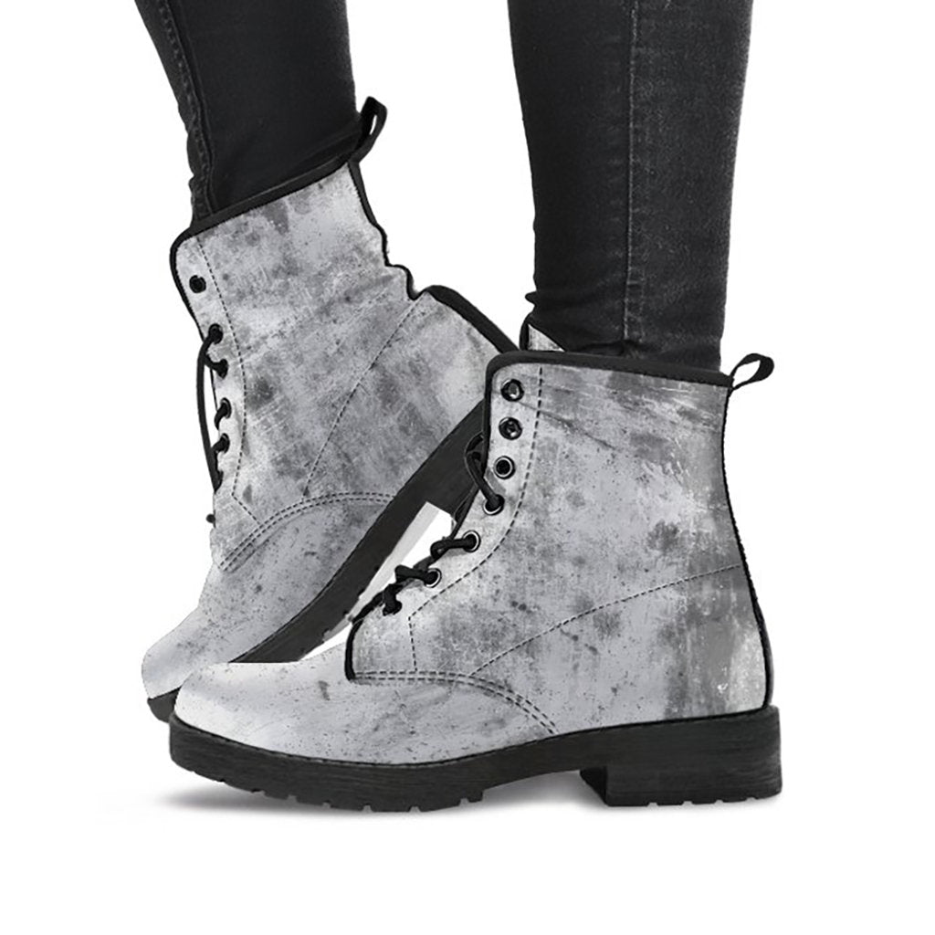 Grey Abstract Grunge Womens Boots
