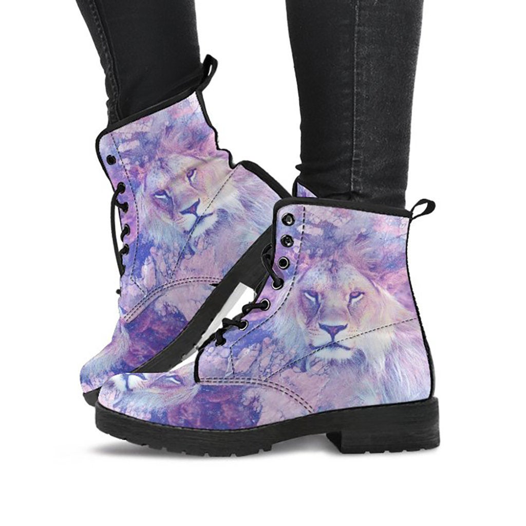 Pink & Purple Abstract Lion Womens Boots