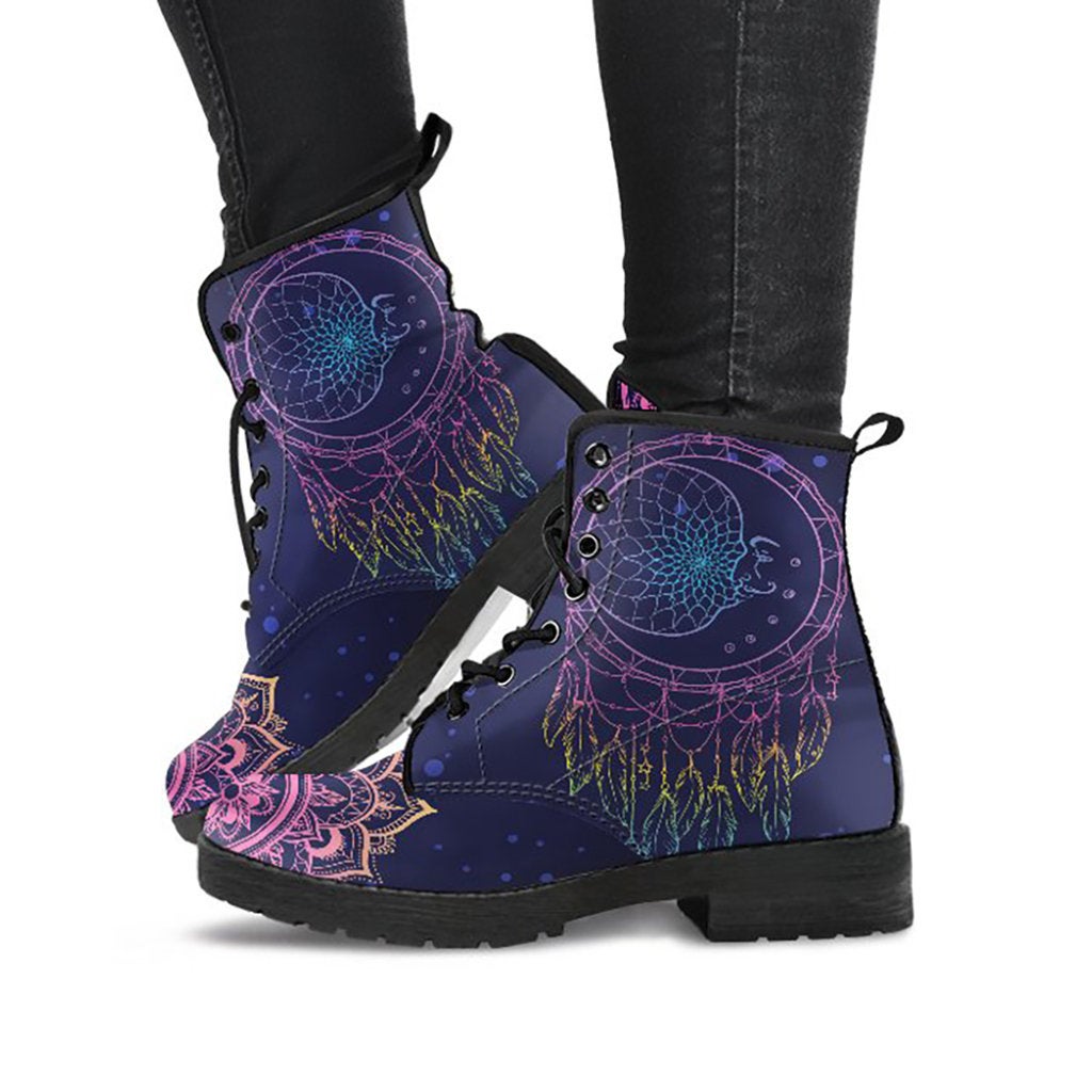 Purple Moon Dream Catcher Mandala Womens Boots
