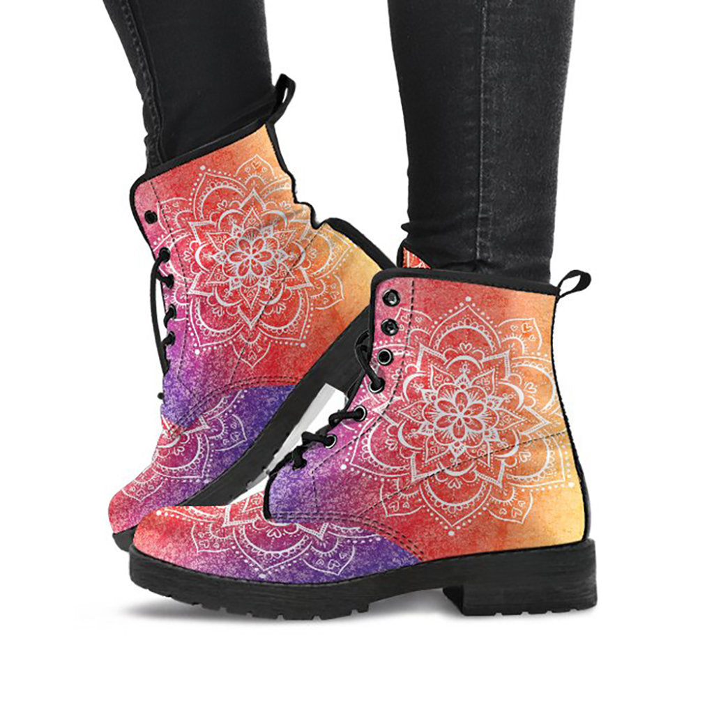 Colorful Floral Mandala Womens Boots