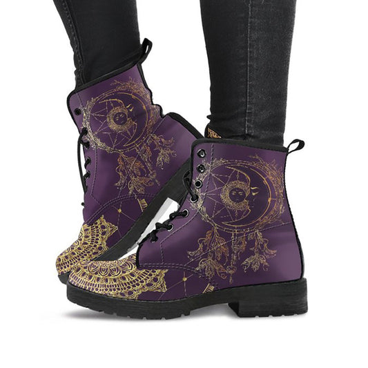 Gold Moon Dream Catcher Mandala Womens Boots