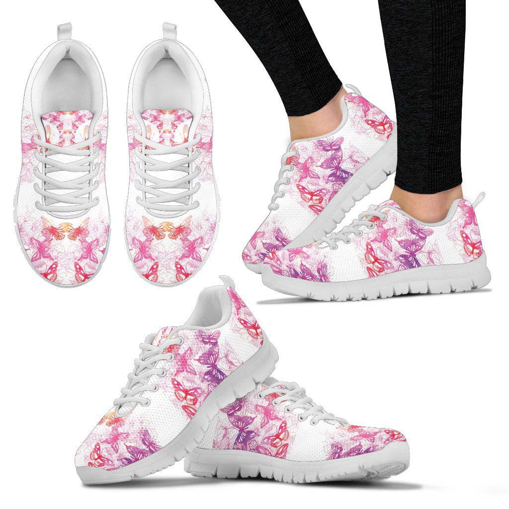Pink & Purple Abstract Butterflies Sneakers
