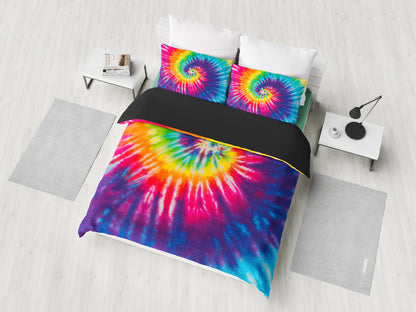 Colorful Tie Dye Print Spiral Bedding Set