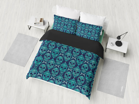 Green Skulls Bedding Set