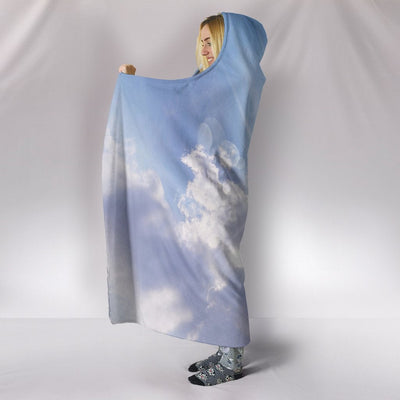 Ligh Blue Cross in Clouds Hooded Blanket