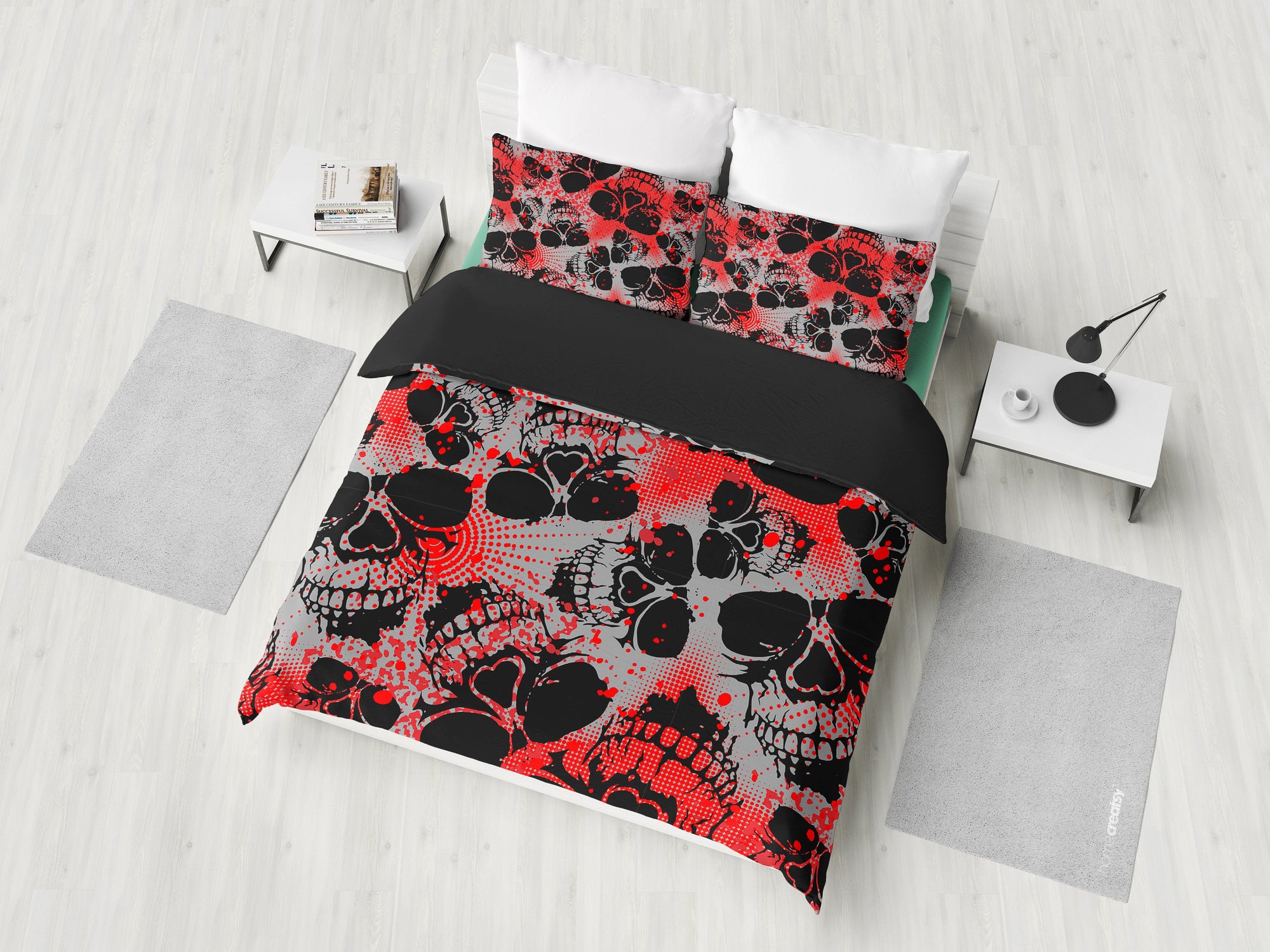 Red Skulls Bedding Set