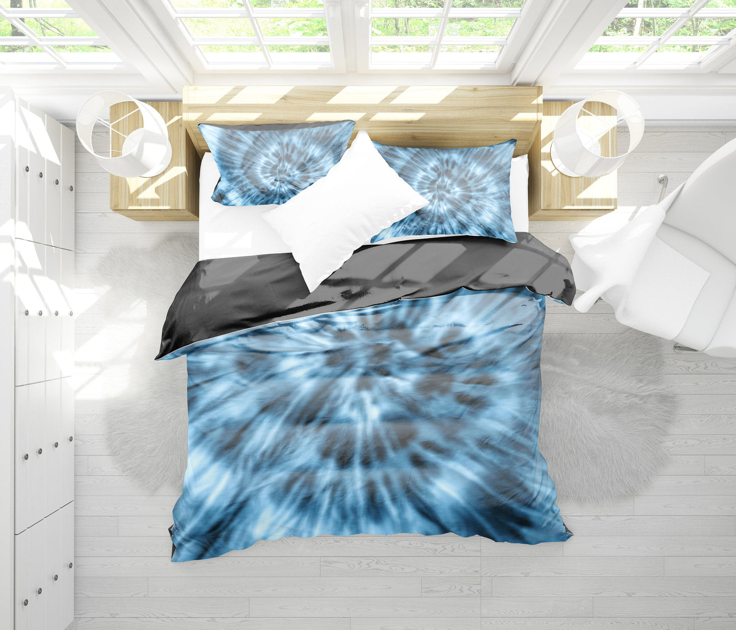 Blue Tie Dye Bedding Set