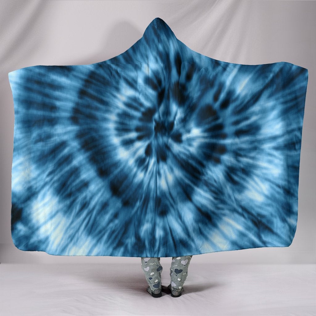 Blue Tie Dye Hooded Blanket
