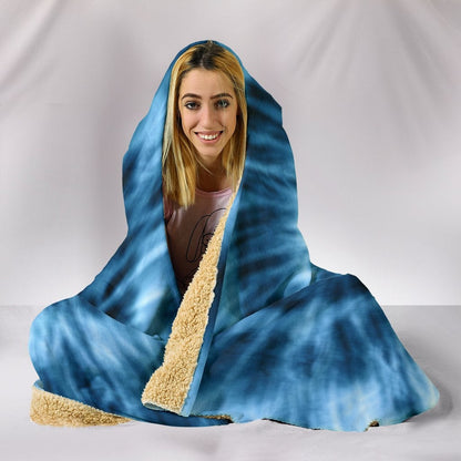 Blue Tie Dye Print Hooded Blanket