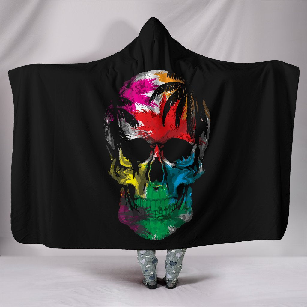 Colorful Tropical Skull Hooded Blanket