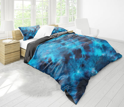 Blue Tie Dye Print Grunge Bedding Set