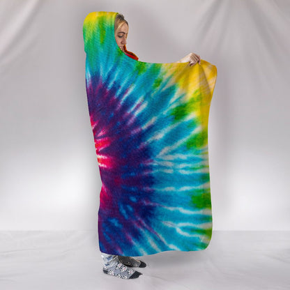 Colorful Tie Dye Print Spiral Hooded Blanket