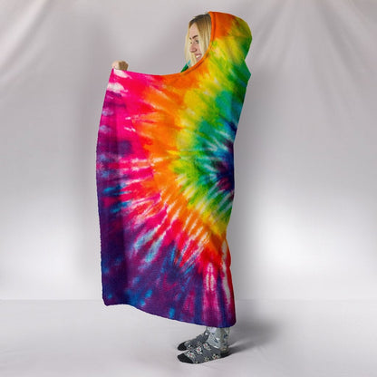 Colorful Tie Dye Print Spiral Hooded Blanket