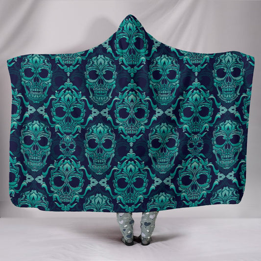 Green Skulls Hooded Blanket
