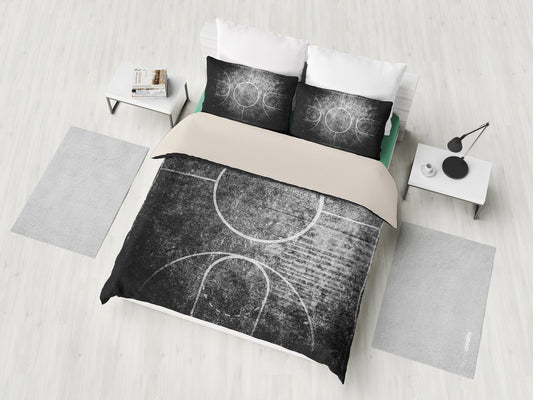 Black & White Grunge Basketball Court Bedding Set