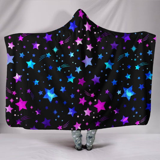 Pink & Purple Stars Hooded Blanket