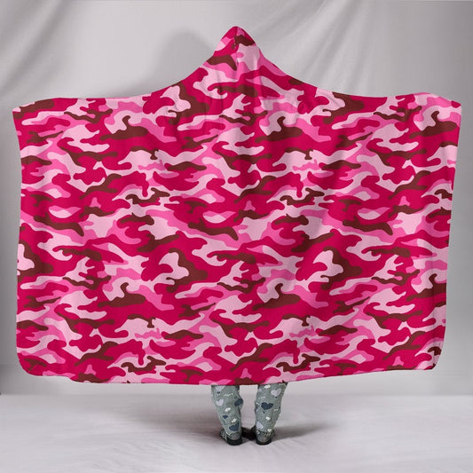 Pink Camouflage Hooded Blanket