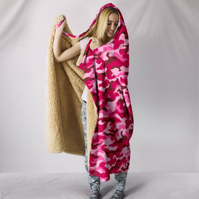 Pink Camouflage Hooded Blanket