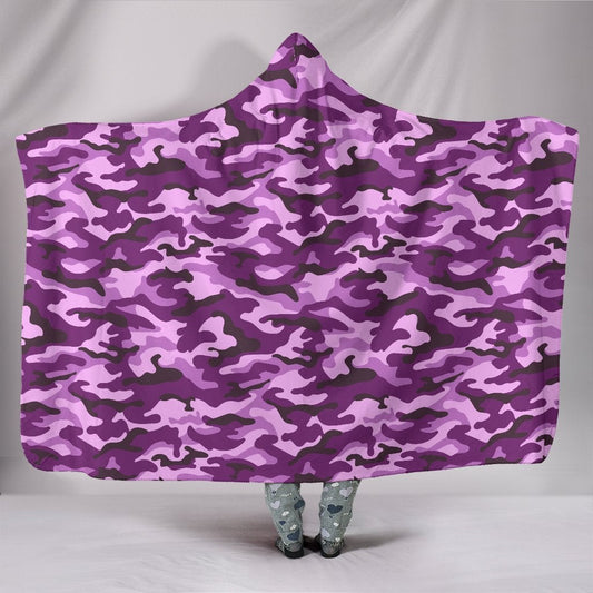Purple Camouflage Hooded Blanket