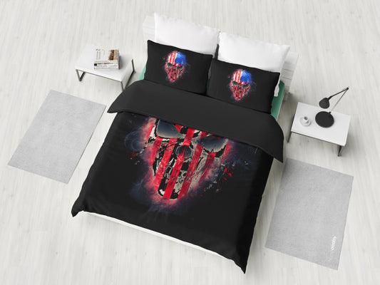 American Flag Skull Bedding Set