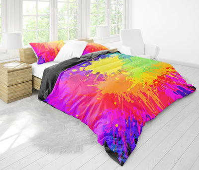 Colorful Paint Splatter Abstract Art Bedding Set