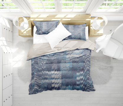 Blue Distorted Abstract Bedding Set