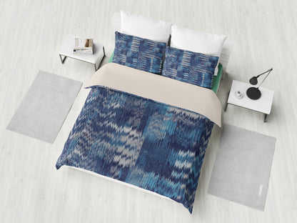 Blue Distorted Abstract Bedding Set