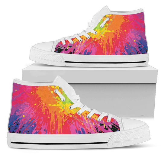 Colorful Paint Splatter Abstract Art High Top Shoes