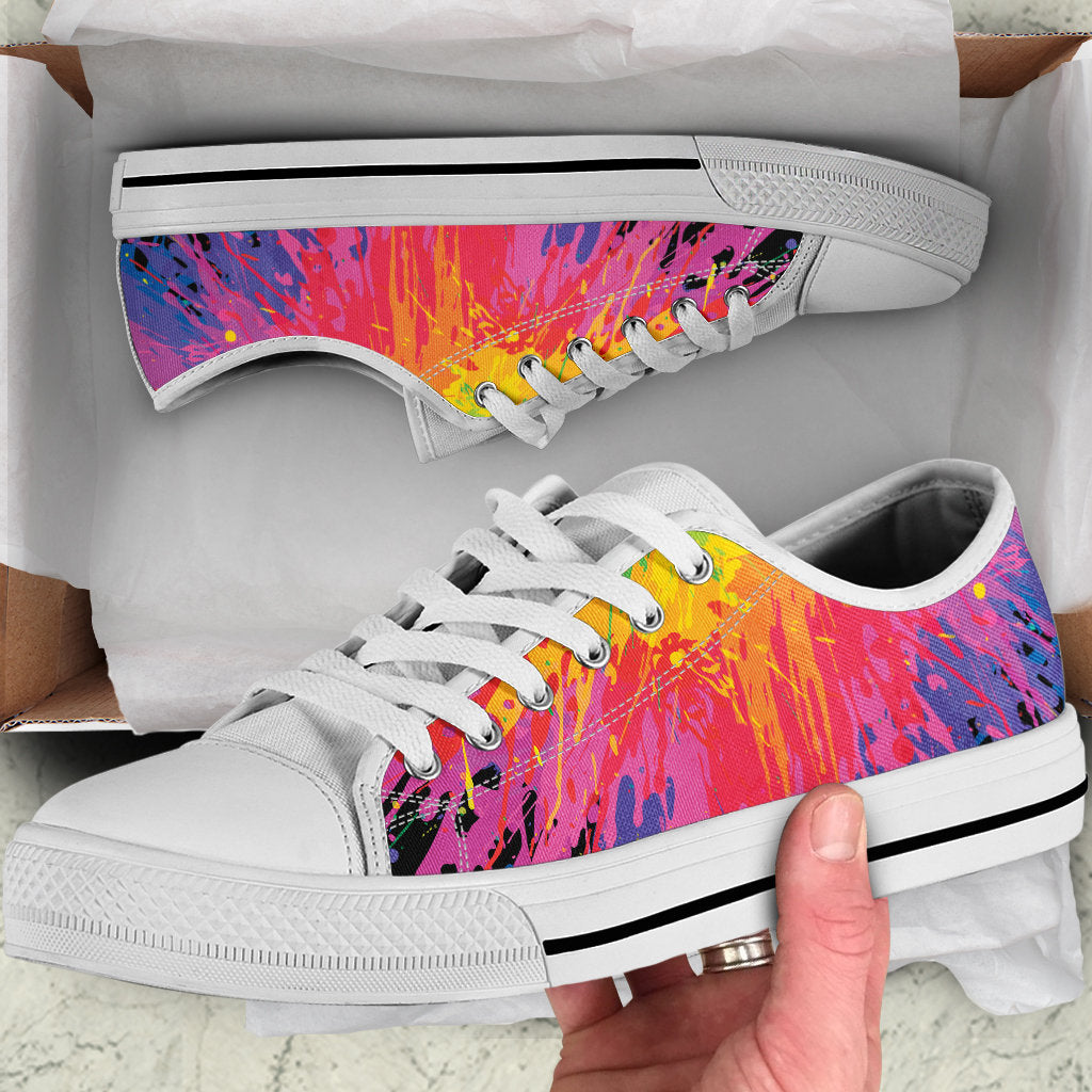 Colorful Paint Splatter Abstract Art Shoes