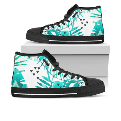 Light Green Teal Floral High Top Shoes