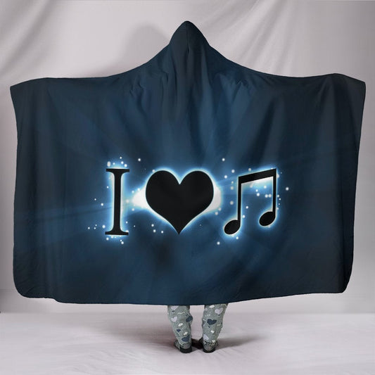I Heart Music Hooded Blanket