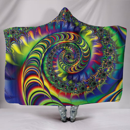 Colorful Psychedelic Spiral Hooded Blanket