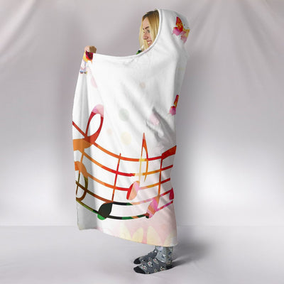 Colorful Butterflies & Musical Notes Hooded Blanket