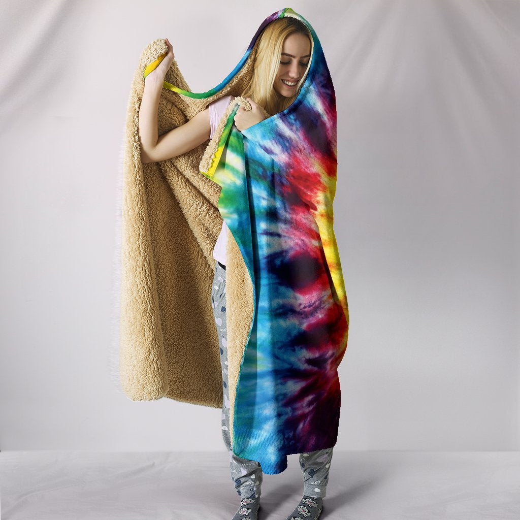 Colorful Tie Dye Abstract Art Hooded Blanket