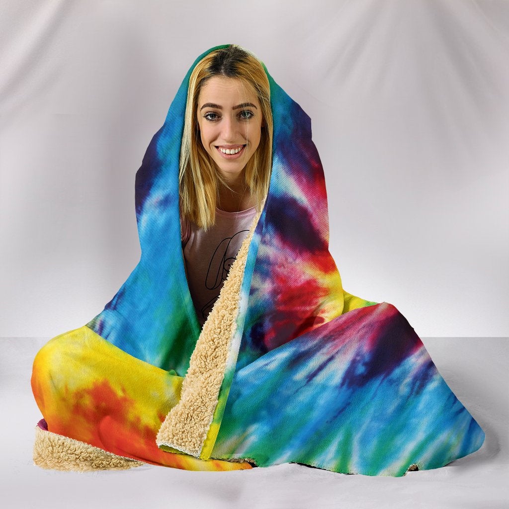 Colorful Tie Dye Abstract Art Hooded Blanket