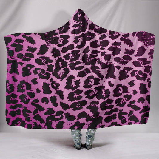 Pink Leopard Print Hooded Blanket