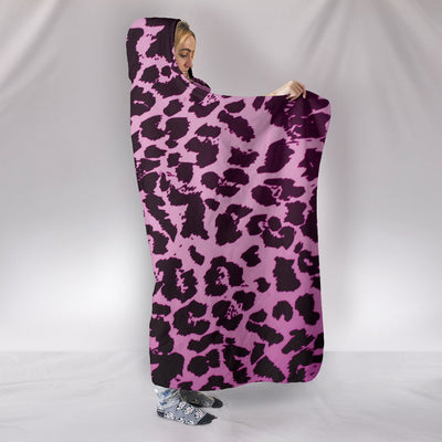 Pink Leopard Print Hooded Blanket