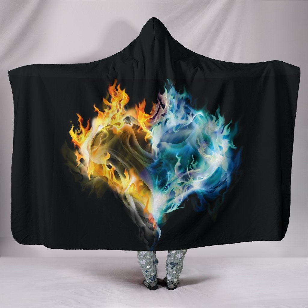 Flaming Heart Hooded Blanket