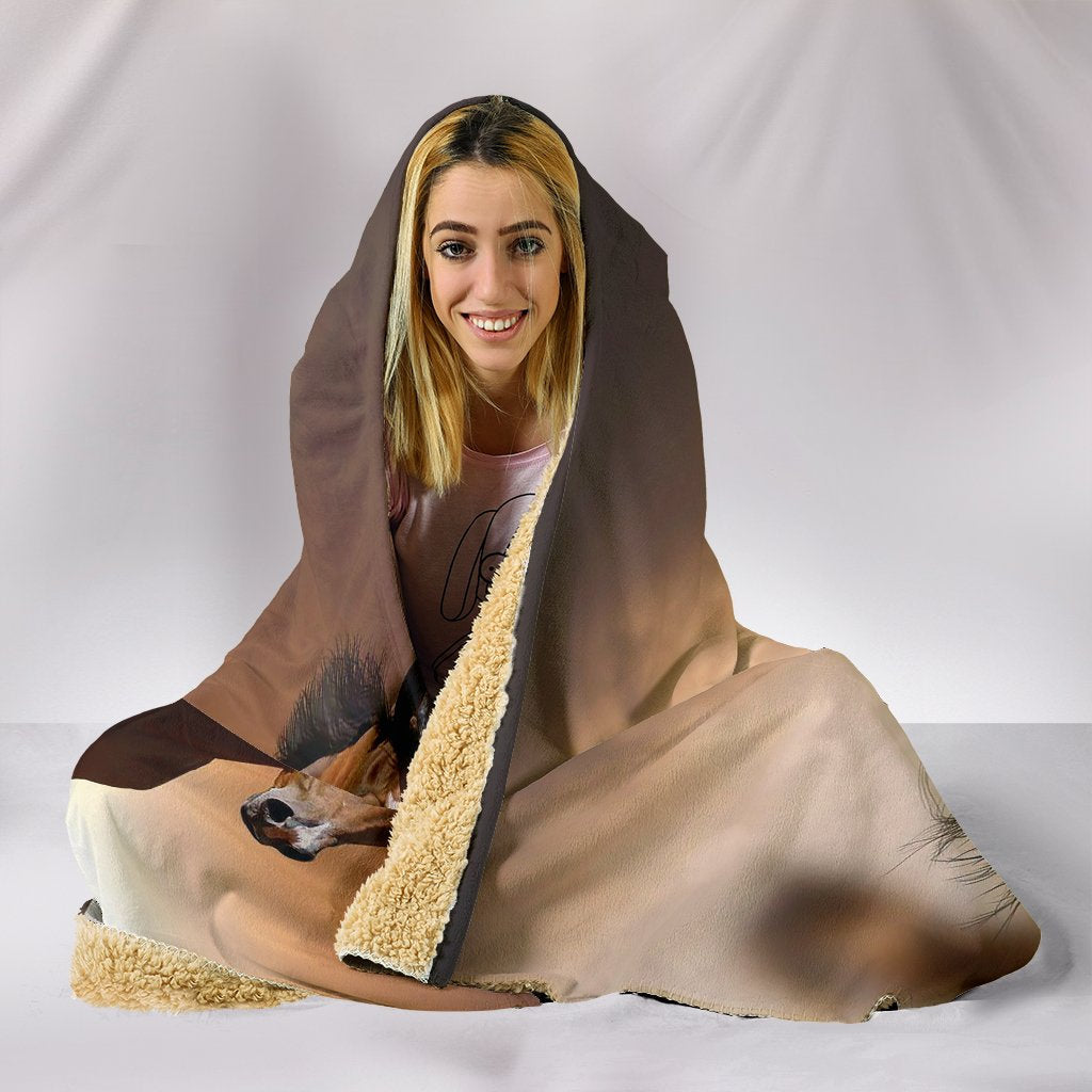 Running Horses Hooded Blanket