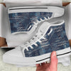 Denim Blue Distorted Abstract High Top Shoes