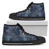 Denim Blue Distorted Abstract High Top Shoes