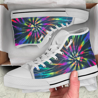 Neon Black Tie Dye High Top Shoes