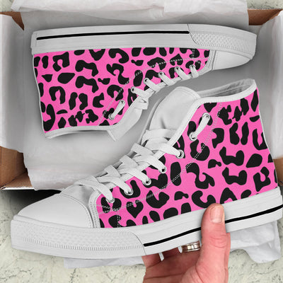 Pink Leopard Print High Top Shoes