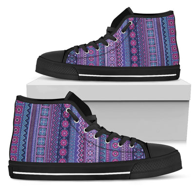 Purple Boho Stripes High Top Shoes