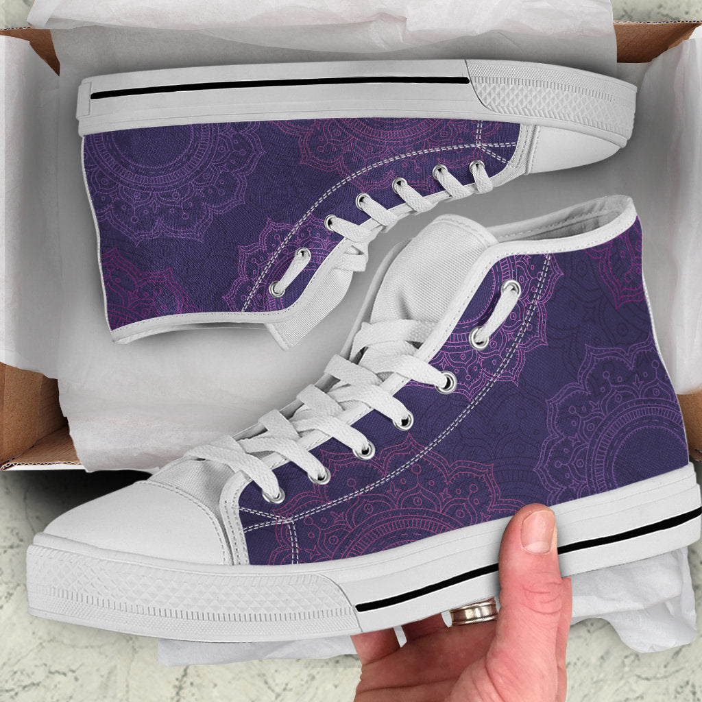 Purple Mandalas High Top Shoes