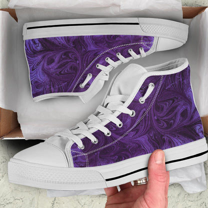 Purple Abstract Swirls High Top Shoes