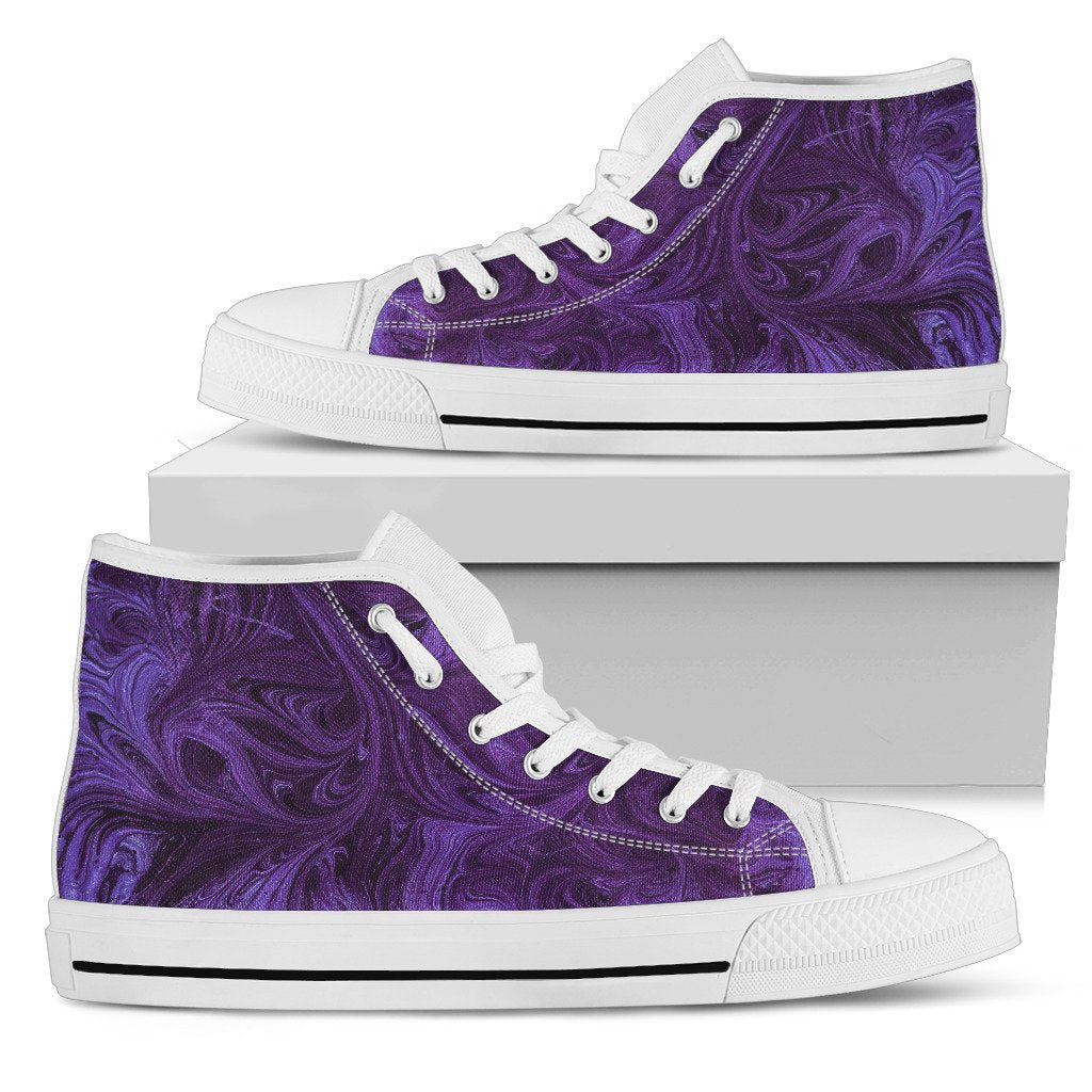 Purple Abstract Swirls High Top Shoes