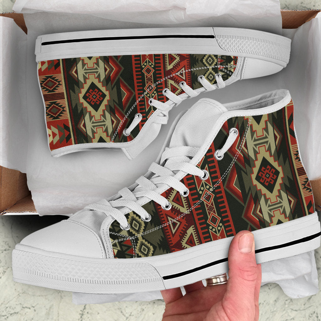Red & Brown Boho Aztec High Top Shoes