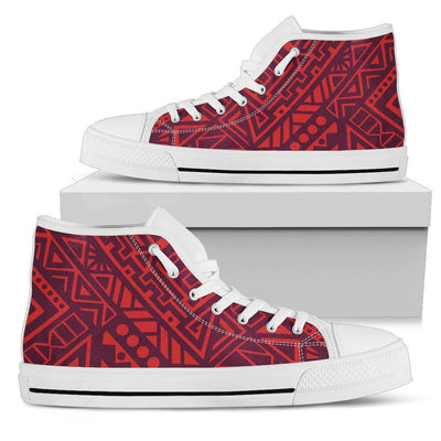 Red Tribal Polynesian High Top Shoes