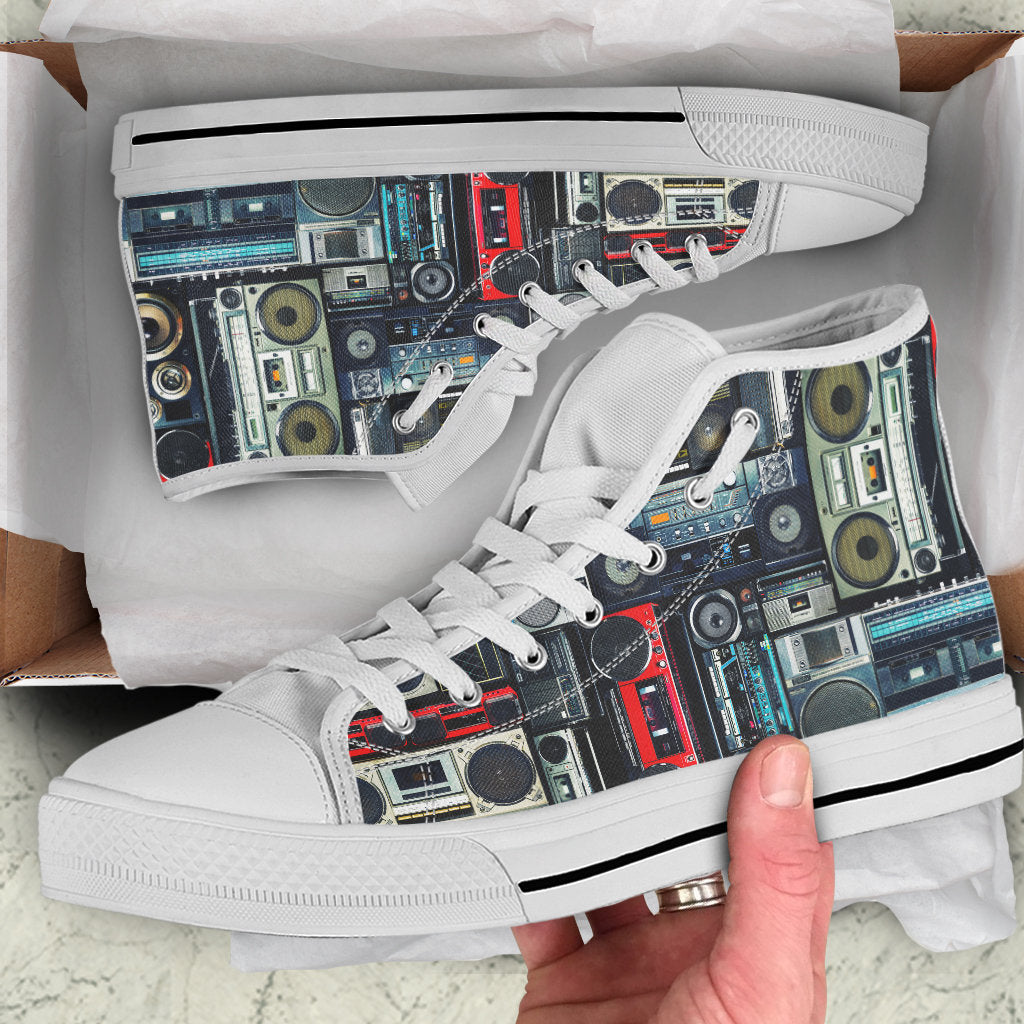 Vintage Boombox Stereos High Top Shoes